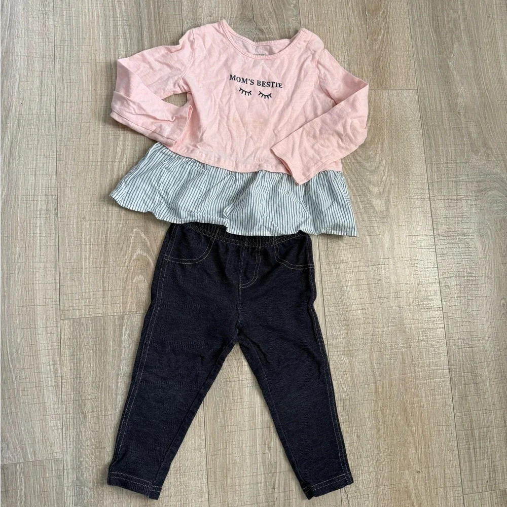 Carter’s “Mom’s Bestie” Peplum Top & Jeggings Set – 24M
